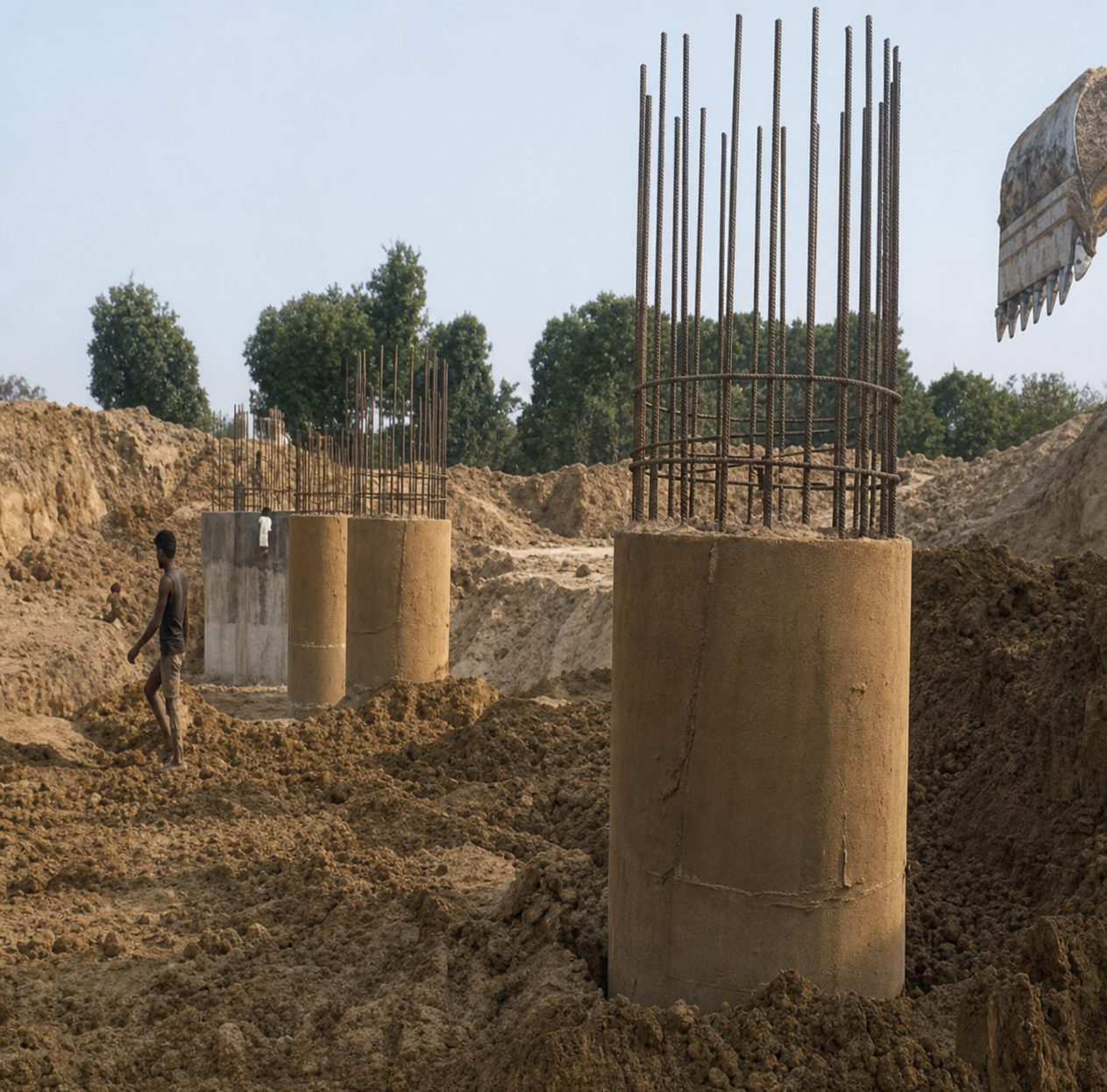 Pier reinforcement cages on the Rapti Main Canal